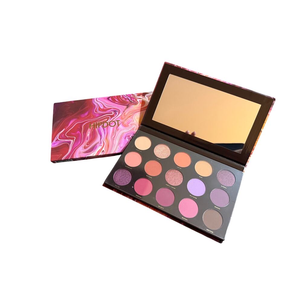 HipDot Zion Pressed Pigment Palette Warm Pink‎ Orange Purple Eyeshadow 15 Pan